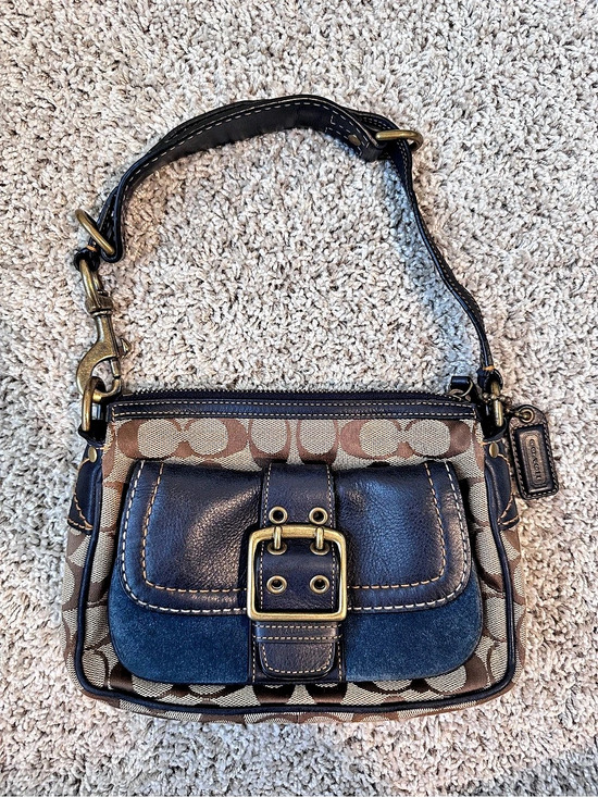 Coach Handbags - Rare Vintage Coach 7061 Blue Soho Demi Baguette Shoulder Bag